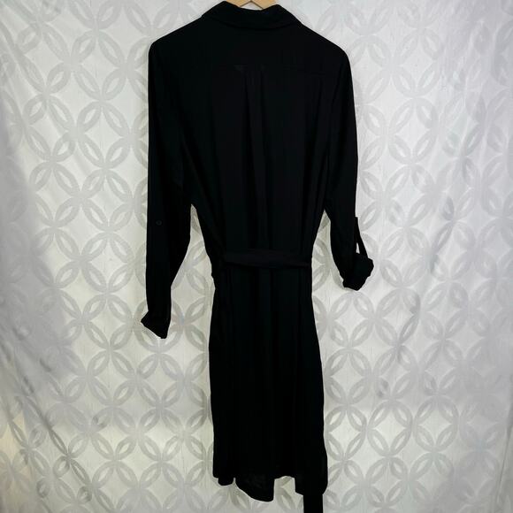 WHBM Black Soft Utility Long Sleeves Removable Belt Shirtdress Size XL NWT $150 - Picture 9 of 12